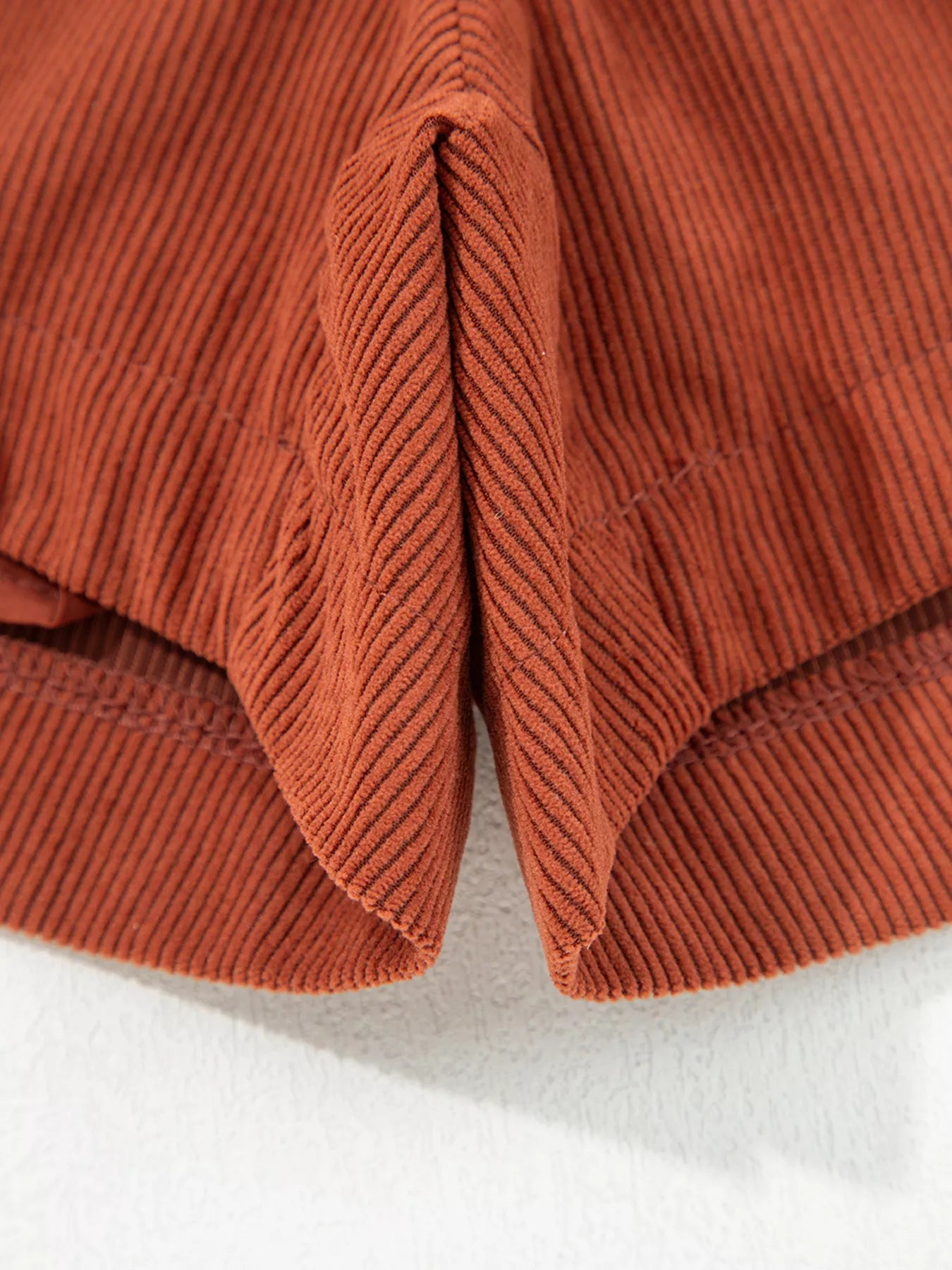 Trendsi Button Decor Scalloped Edge High Waist Corduroy Shorts -