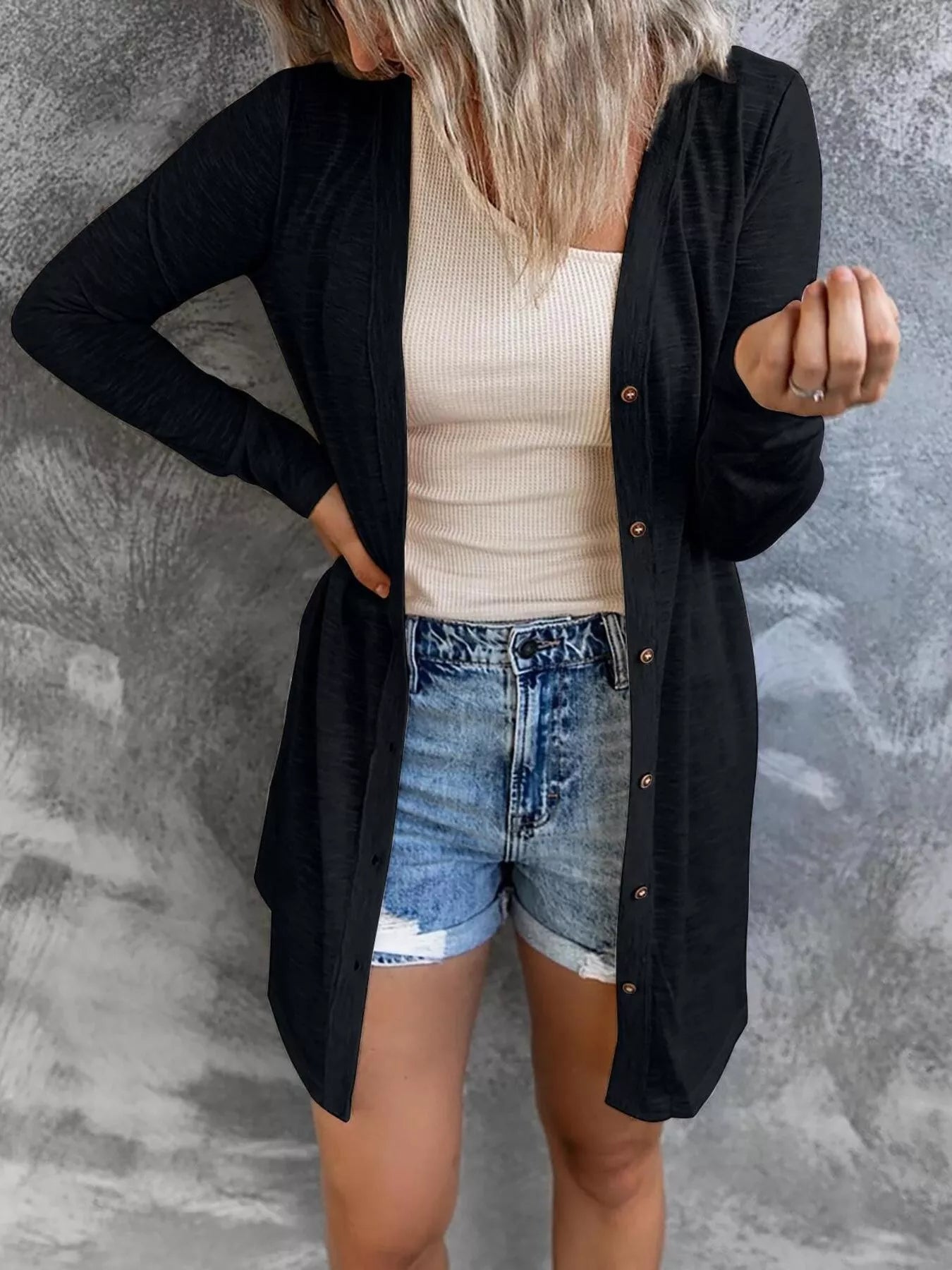 Trendsi Full Size Lightweight Button-Up Cardigan Plus Size - Shirts