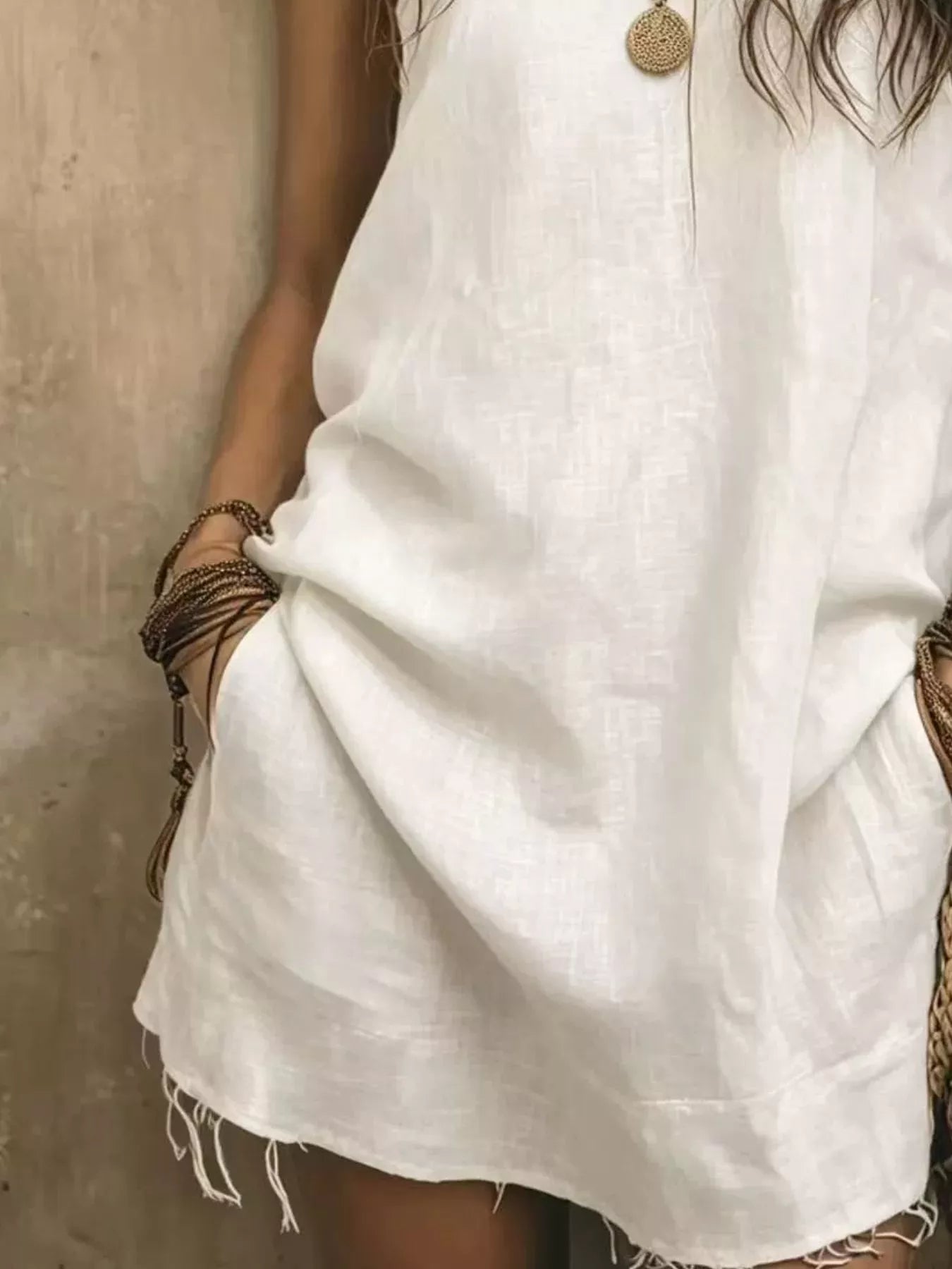 Trendsi One-Shoulder Mini Dress with Frayed Hem -