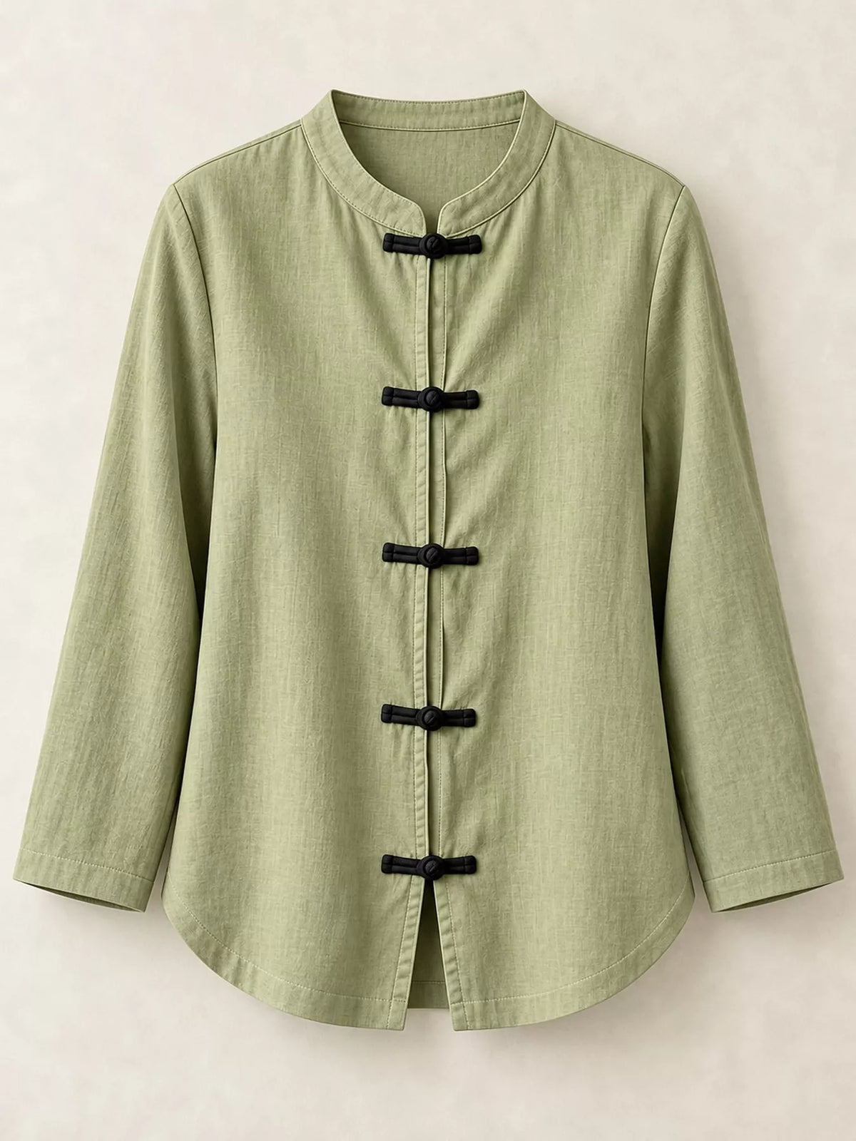Chinese Style Mandarin Collar Blouse in light green, front view