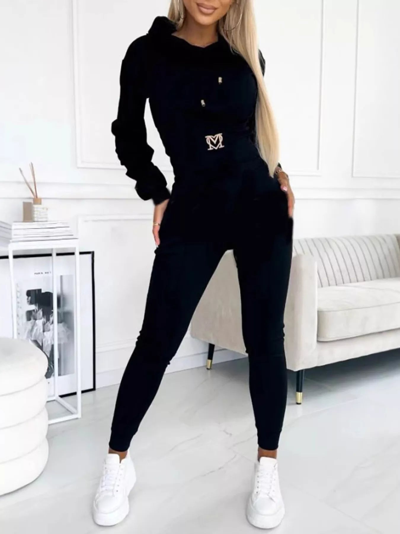Trendsi Full Size Drawstring Cropped Hoodie and Pants Set Plus Size -