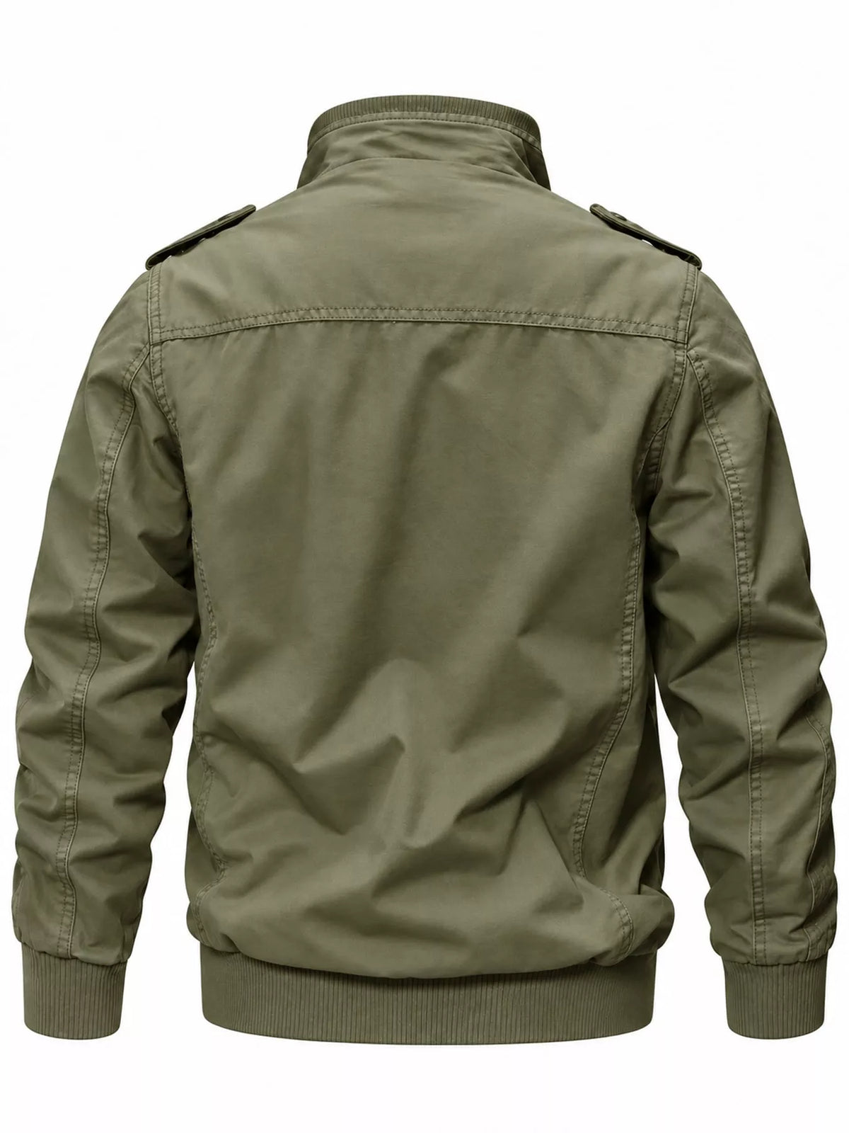 Multi-Pocket Tactical Bomber Jacket — back view