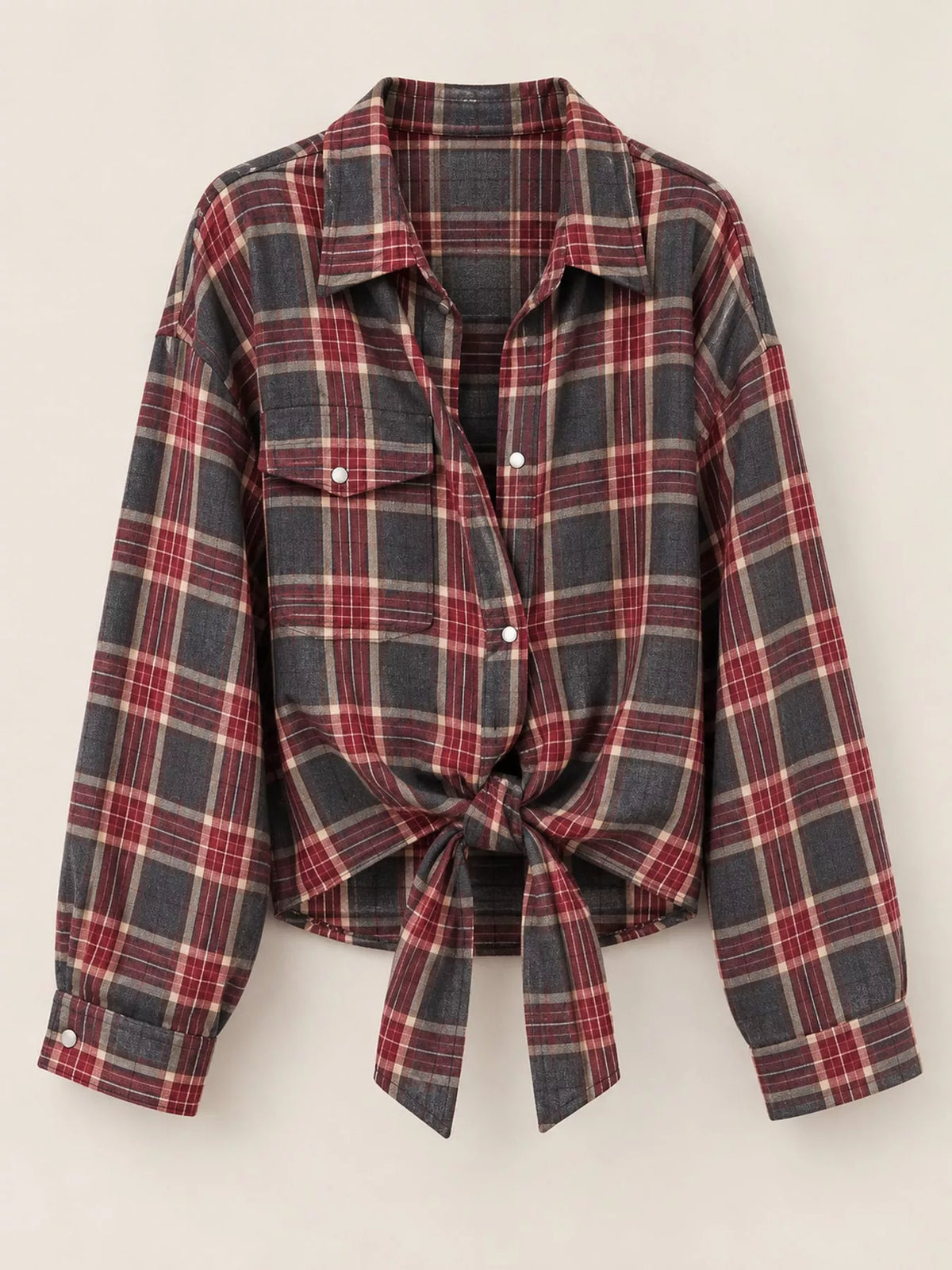 Dark Red plaid button up shirt