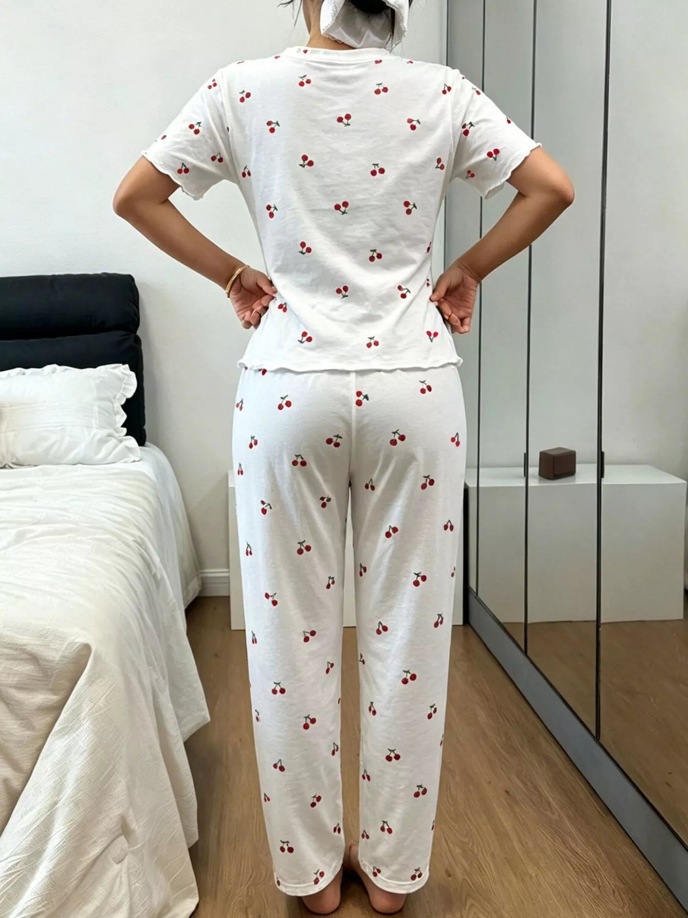 Trendsi Polka Dot Short Sleeve Top and Shorts Set -
