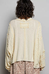 Trendsi POL V-Neck Long Sleeve Top with Stitch Detail -