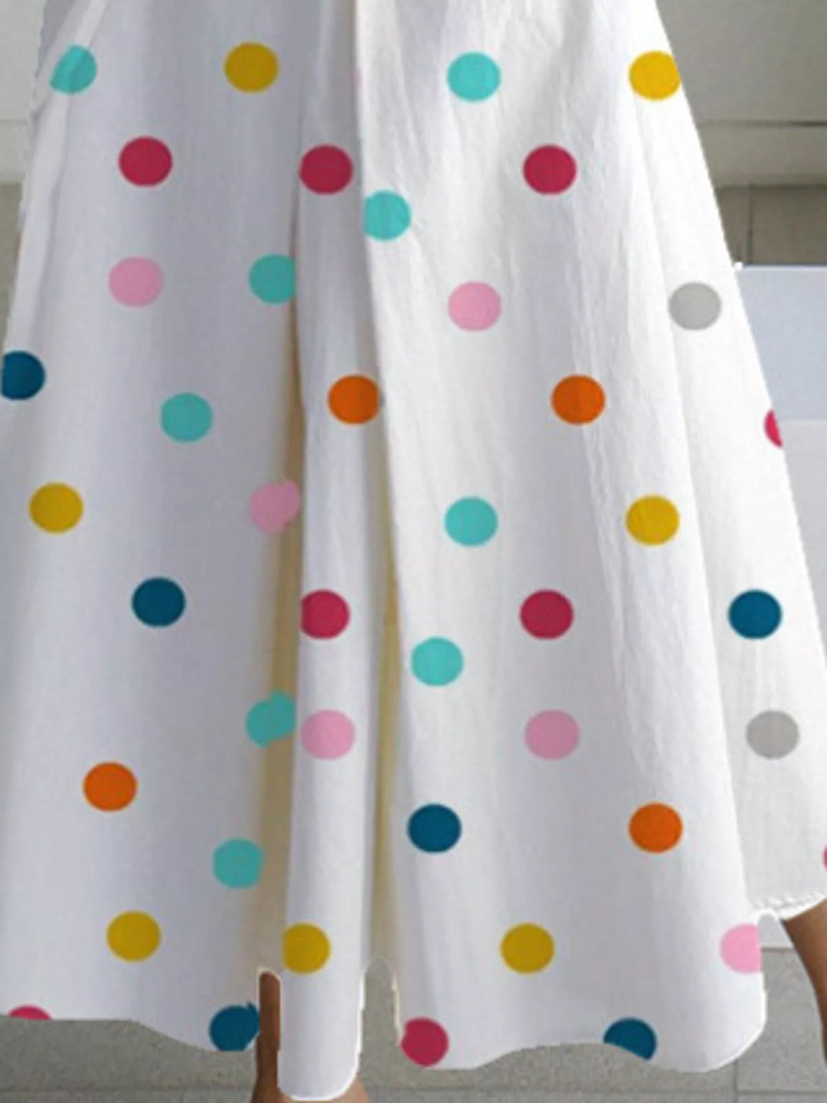 Collared Three-Quarter Sleeve Midi Shirt Dress — construction details
