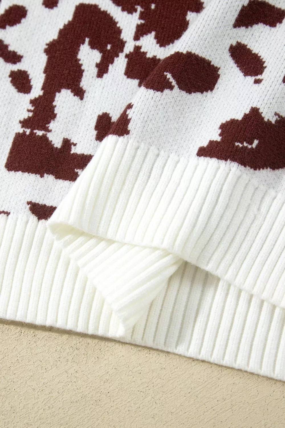 Trendsi Western Print Cow Pattern Long Sleeve Round Neck Pullover Knitwear Sweater -