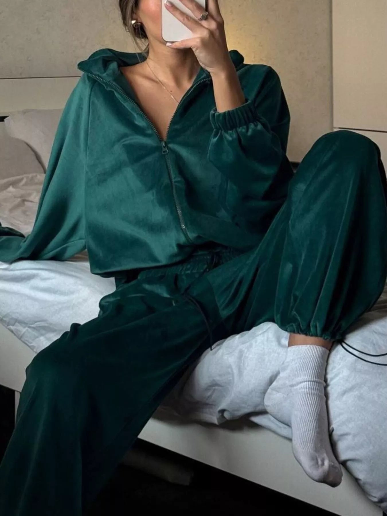 Trendsi Zip-Up Hoodie and Joggers Set -