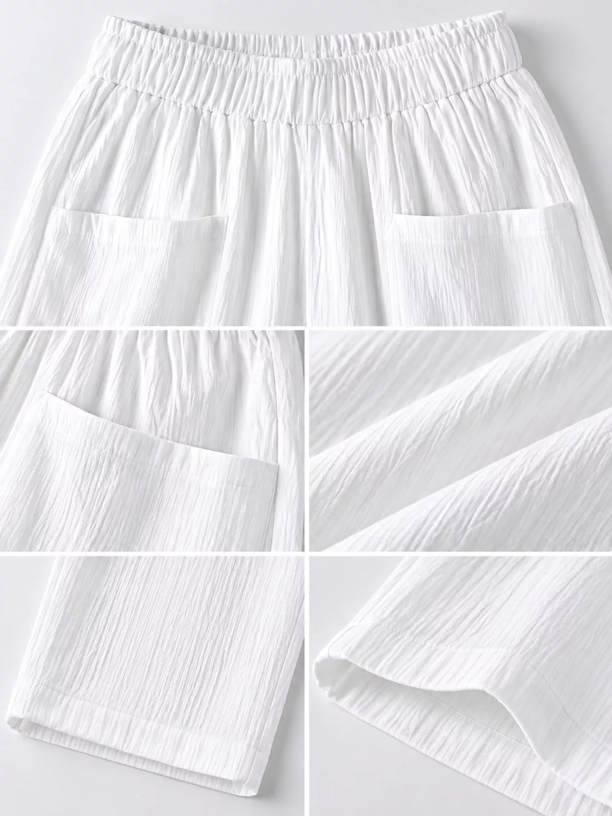 Linen-blend harem pants, white waist pocket fabric and hem details