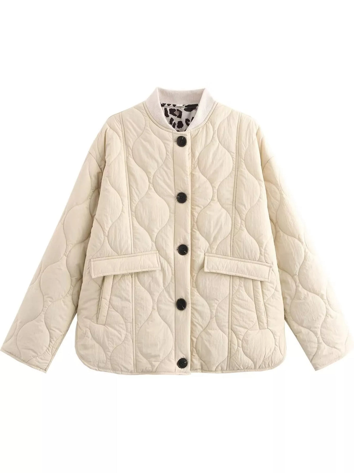 Quilted Button-Up Jacket — garment front