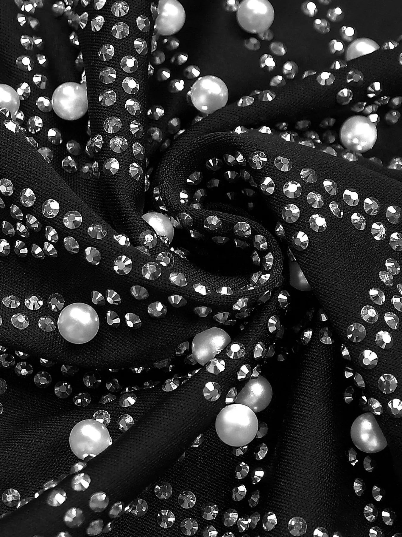 Trendsi Rhinestone Pearl Detail One-Shoulder Mermaid Maxi Dress -