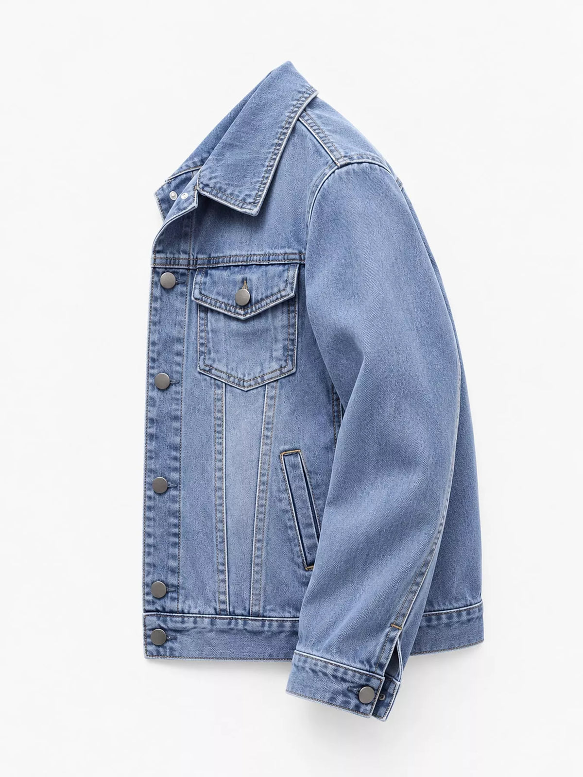 Light blue button-down front denim jacket