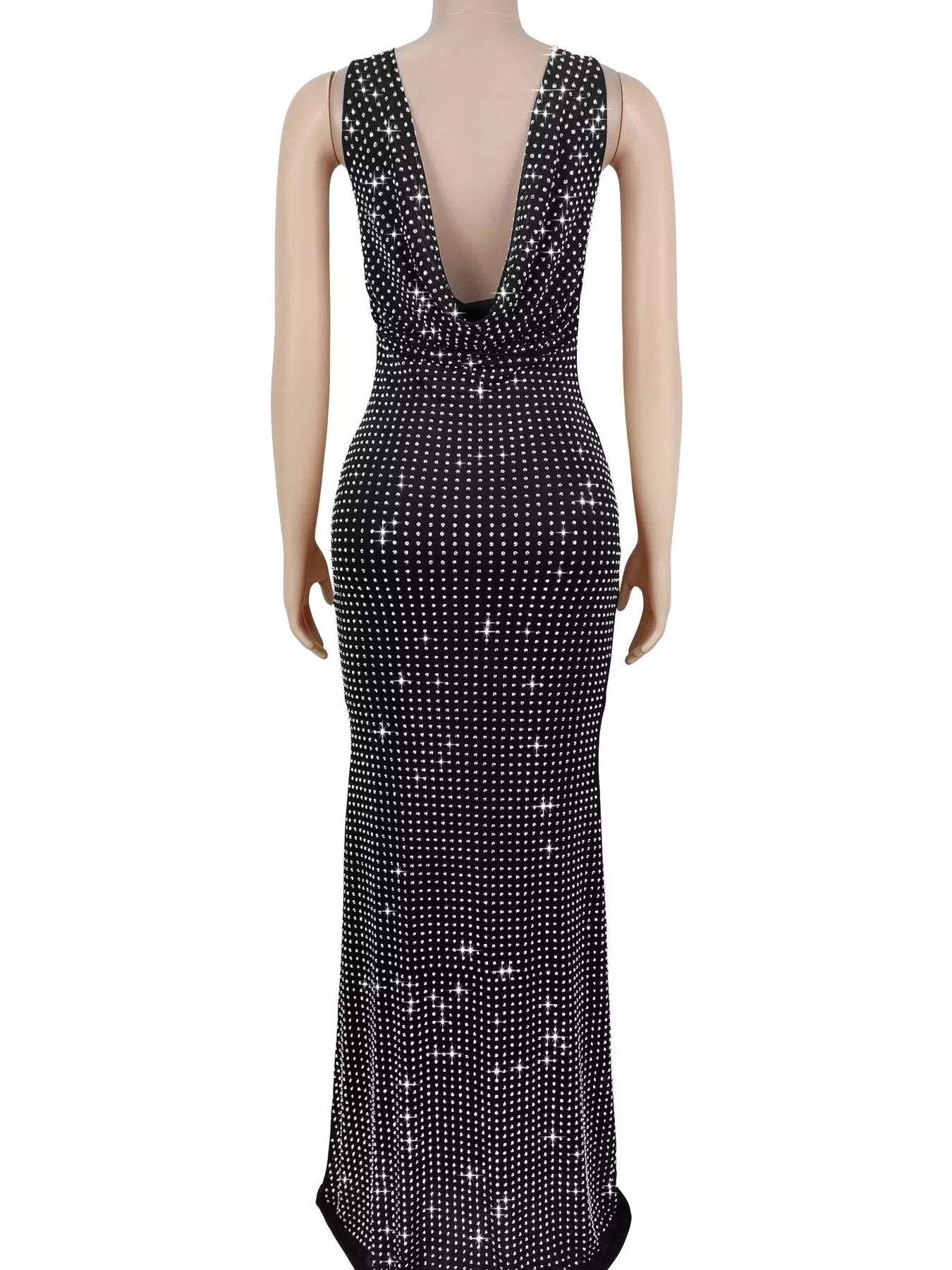 Trendsi Sleeveless Rhinestone Embellished Bodycon Maxi Dress -