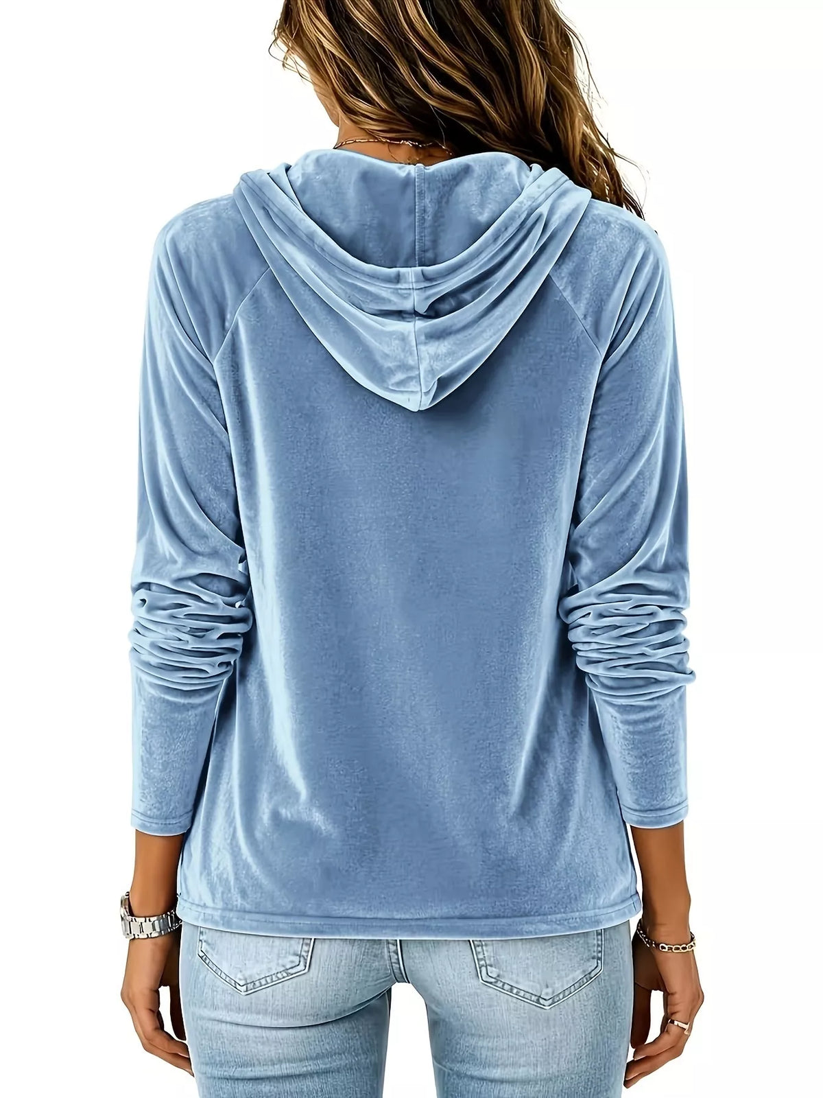 Trendsi Full Size Velvet Drawstring Long Sleeve Hoodie Plus Size -