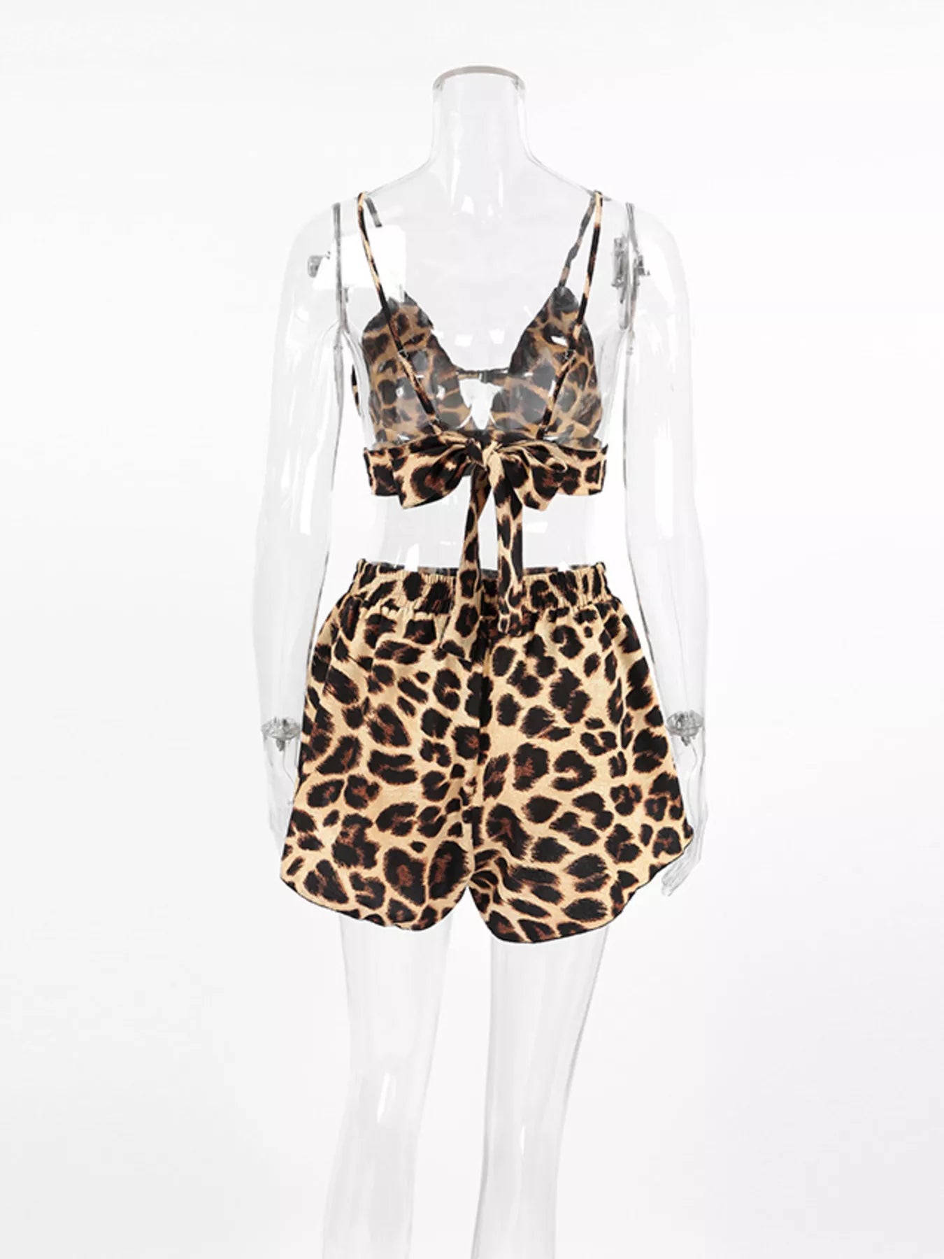 Trendsi Leopard Cami & Cardigan and Shorts Three-Piece Lounge Set -