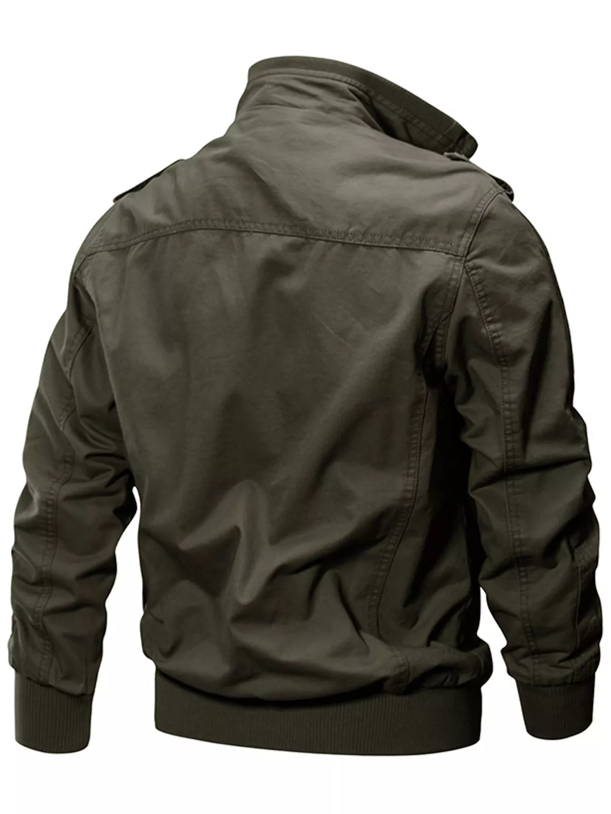 Multi-Pocket Tactical Bomber Jacket — back view