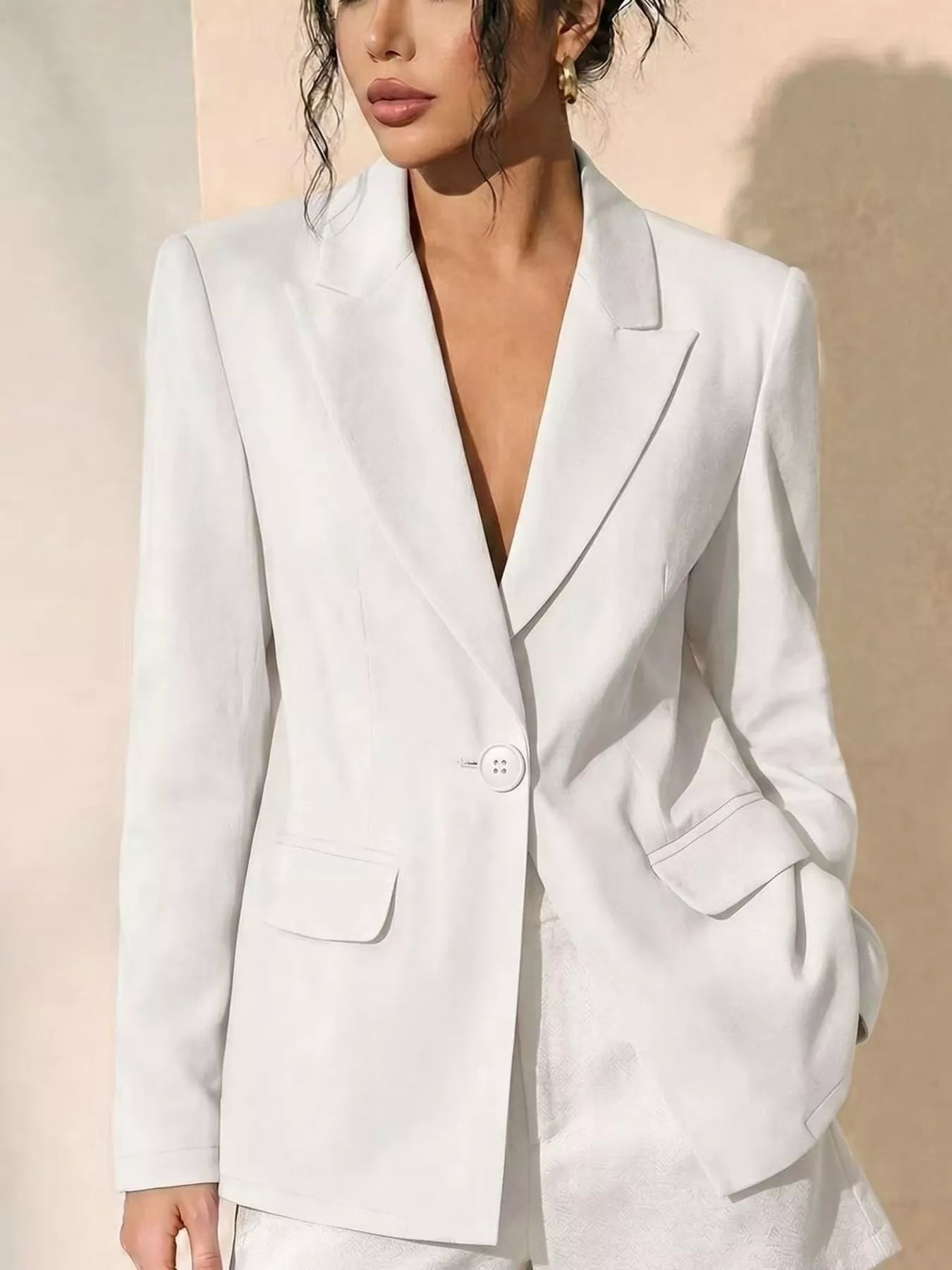 Trendsi Lace-Back One Button Blazer -