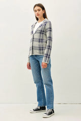 Trendsi Be Cool Plaid Long Sleeve Sweater Jacket with Front Patch Pockets -