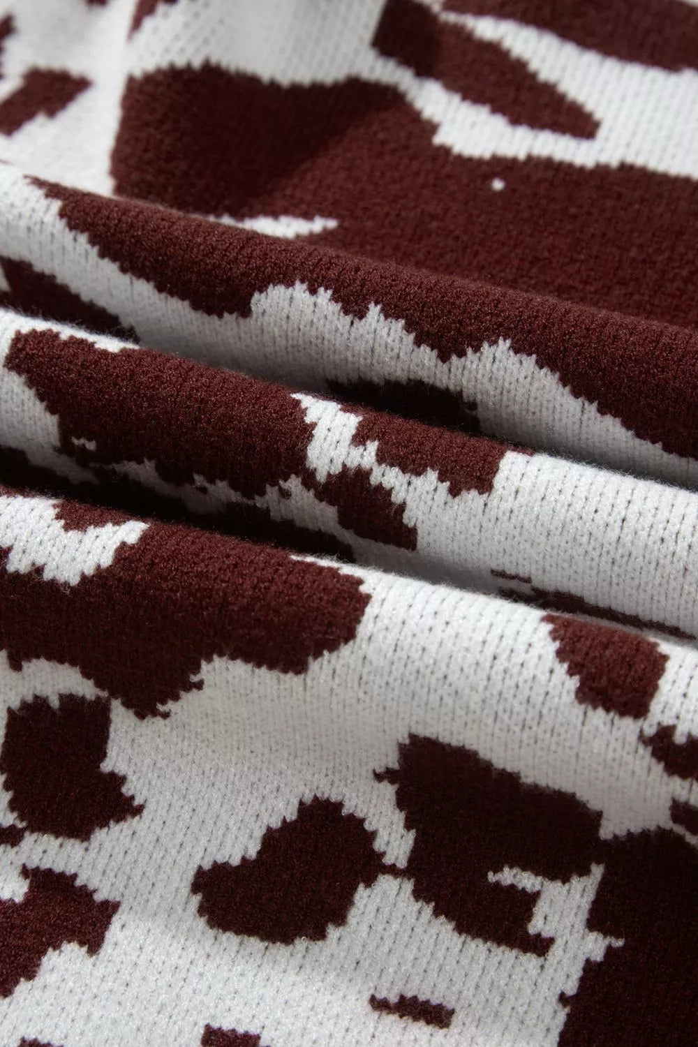 Trendsi Western Print Cow Pattern Long Sleeve Round Neck Pullover Knitwear Sweater -