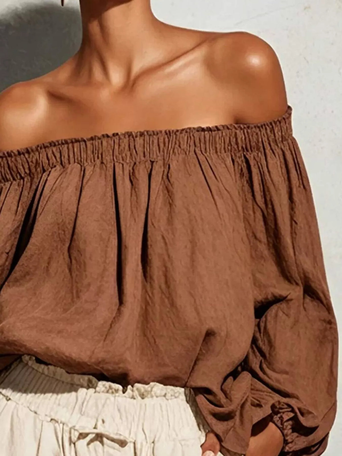 Trendsi Off-Shoulder Long Sleeve Blouse -