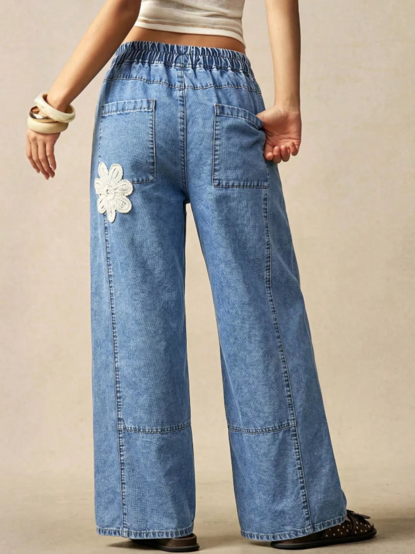 Trendsi Wide-Leg Drawstring Jeans -