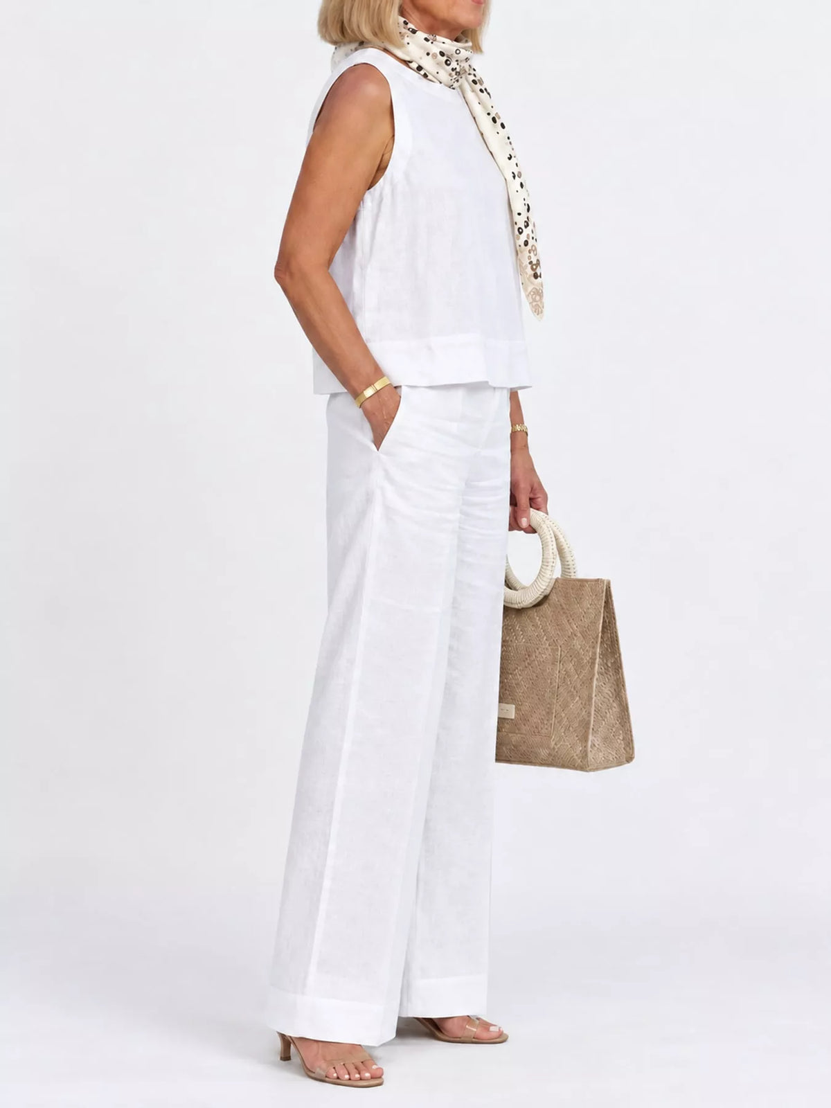 Sleeveless Top and Wide-Leg Pants Set — side view