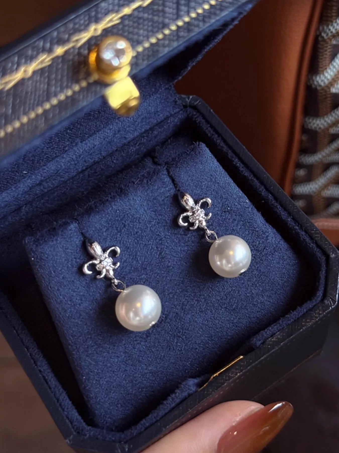 Trendsi Alloy Pearl Drop Earrings -