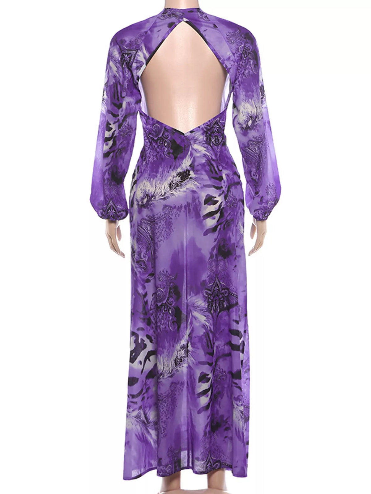 Printed maxi dress, purple back