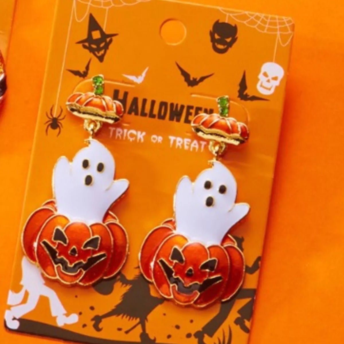 Trendsi Halloween Ghost Pumpkin Dangle Earrings -
