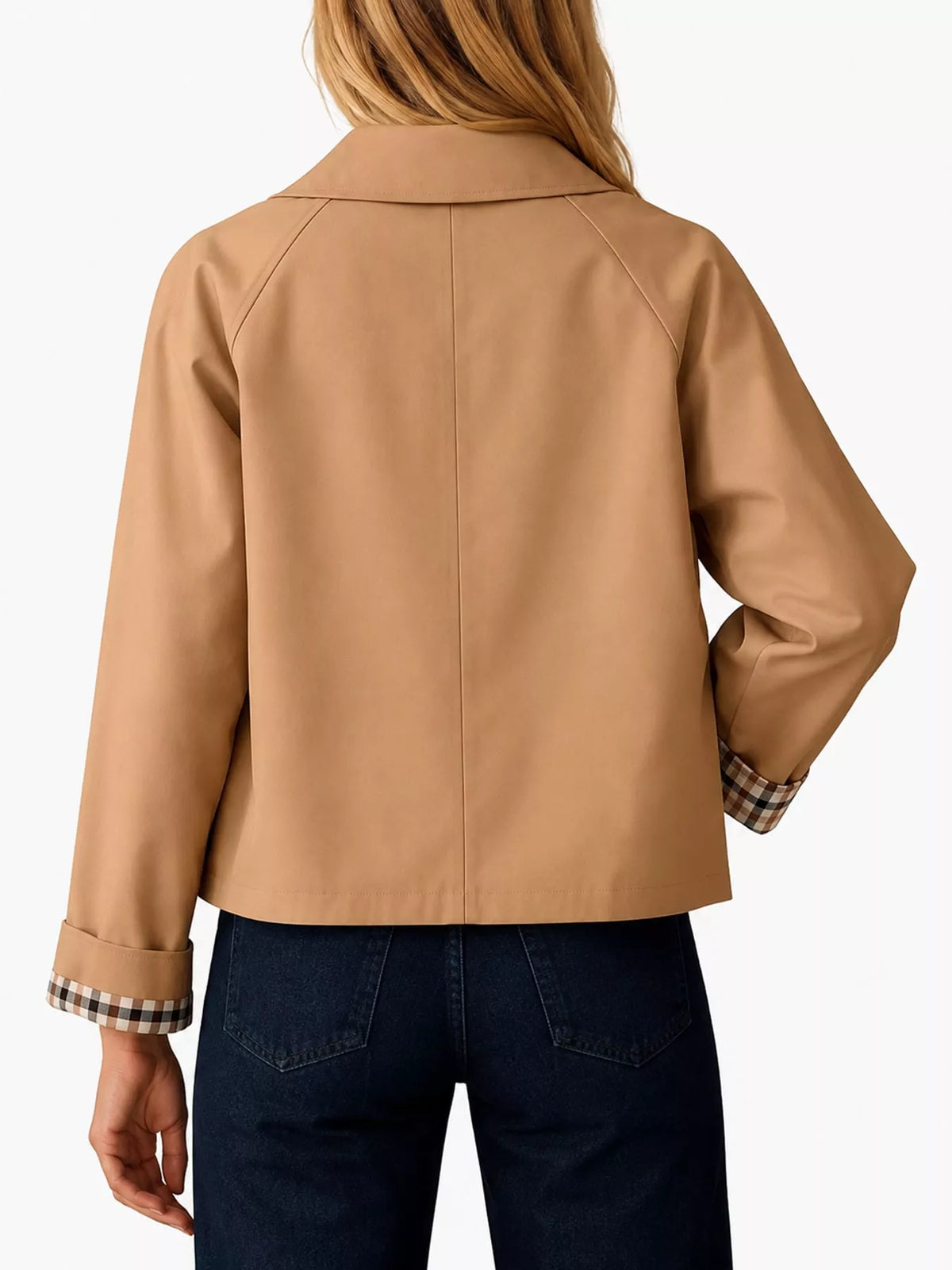Cropped trench jacket, tan back