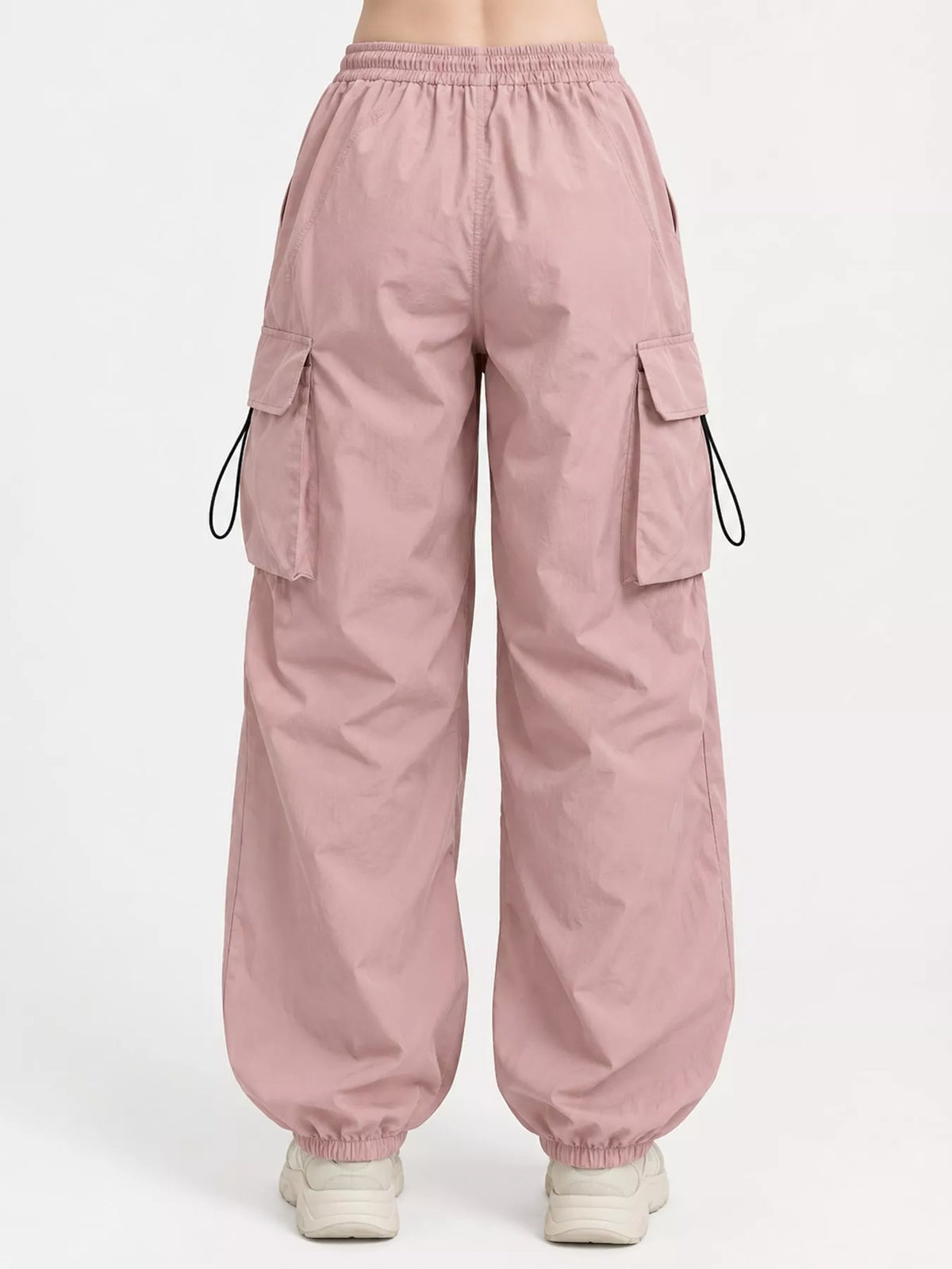 Blush drawstring cargo pants, back view