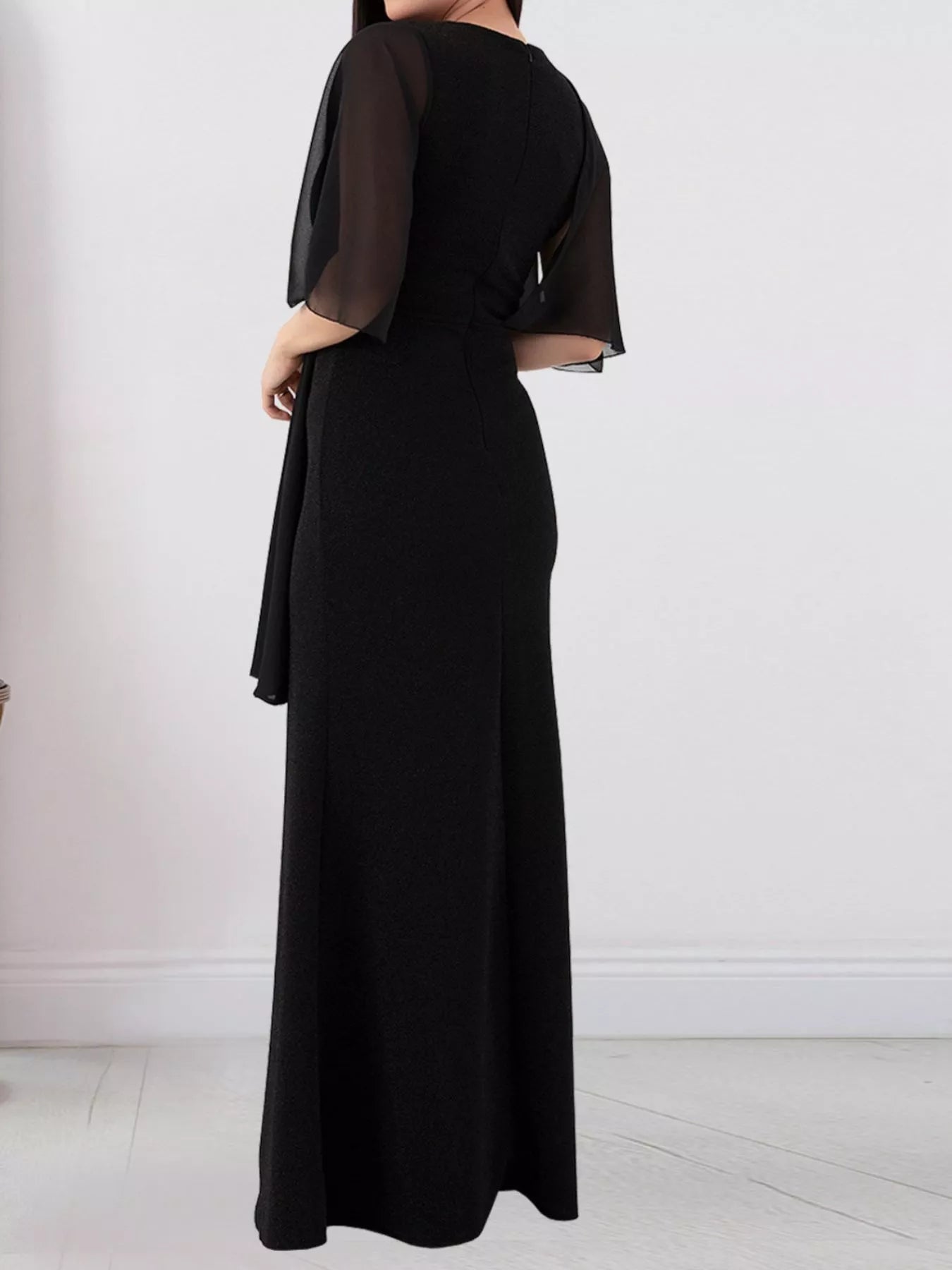 Trendsi Slit Flutter Sleeve Maxi Dress -