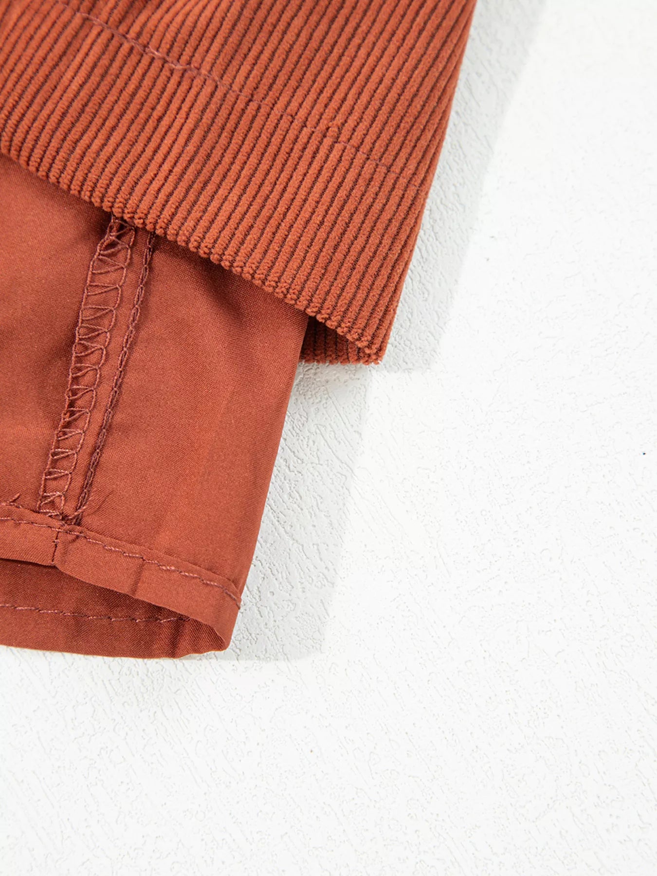 Trendsi Button Decor Scalloped Edge High Waist Corduroy Shorts -