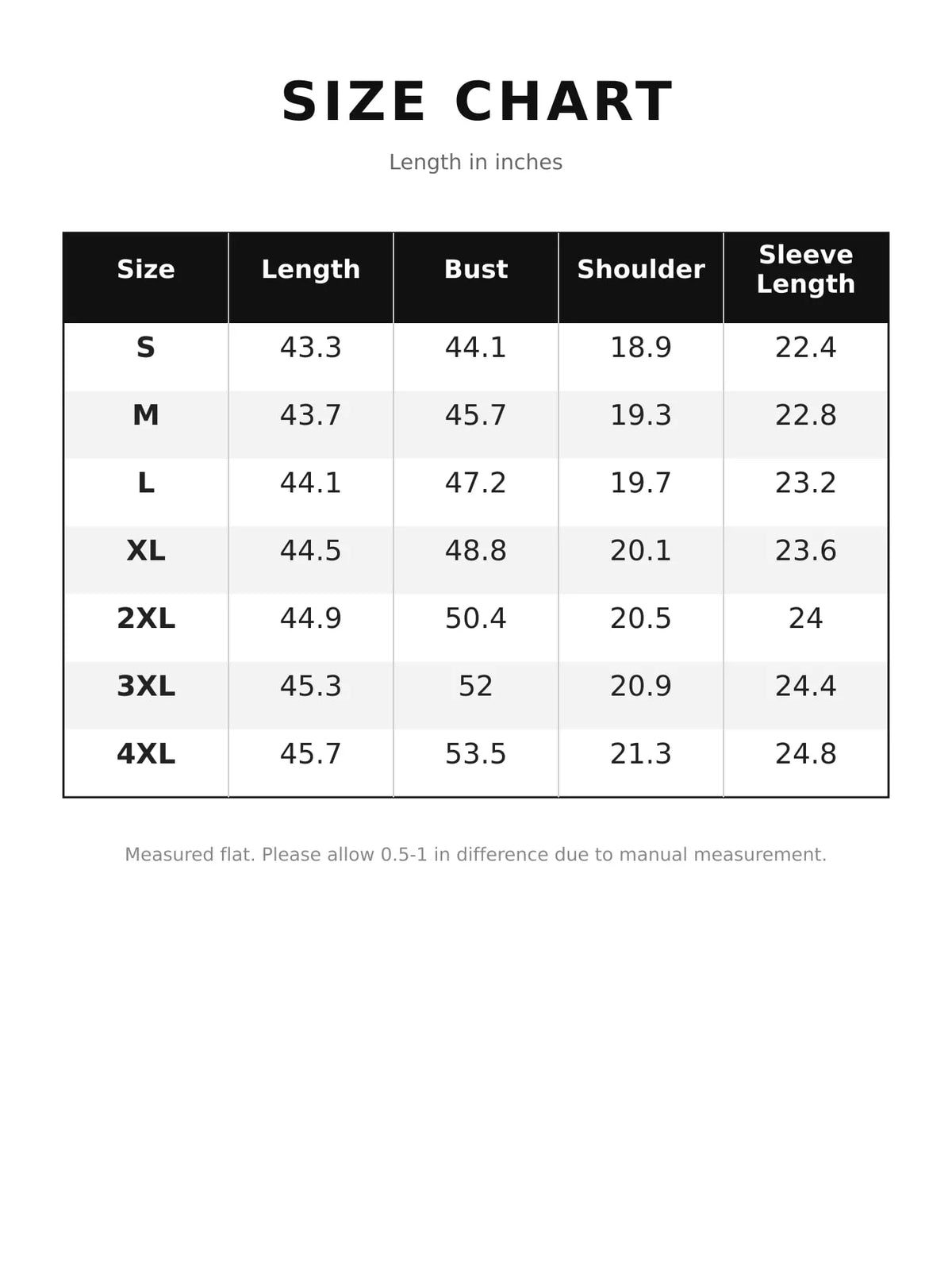 Size chart for faux fur leopard longline coat