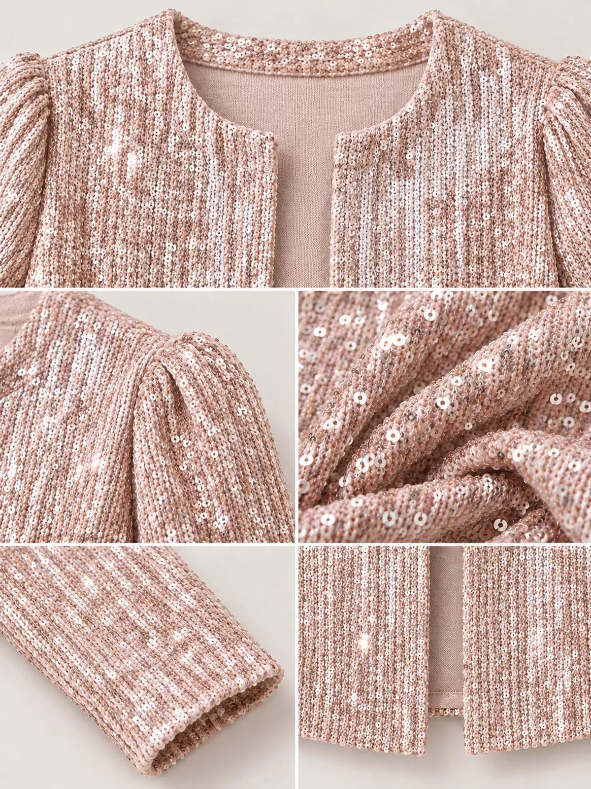 Sequin Long Sleeve Jacket — garment construction details