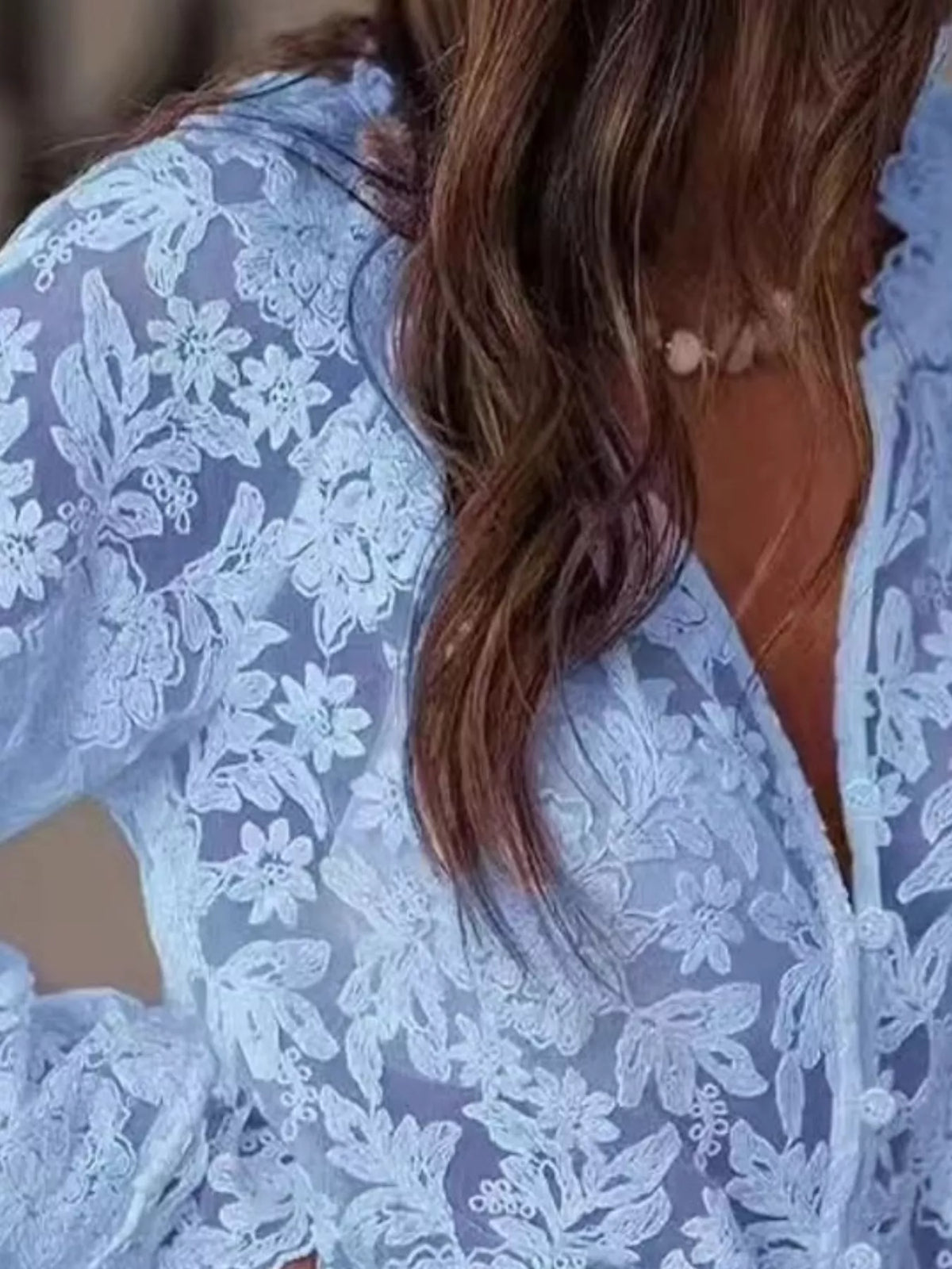 Floral Lace Sheer Shirt — garment construction details
