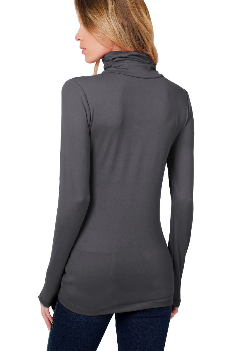 Zenana Long Sleeve Turtle Neck Top - Shirts sb_tops