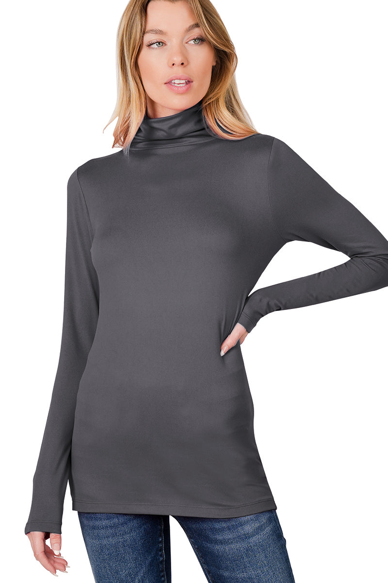 Zenana Long Sleeve Turtle Neck Top - Shirts sb_tops