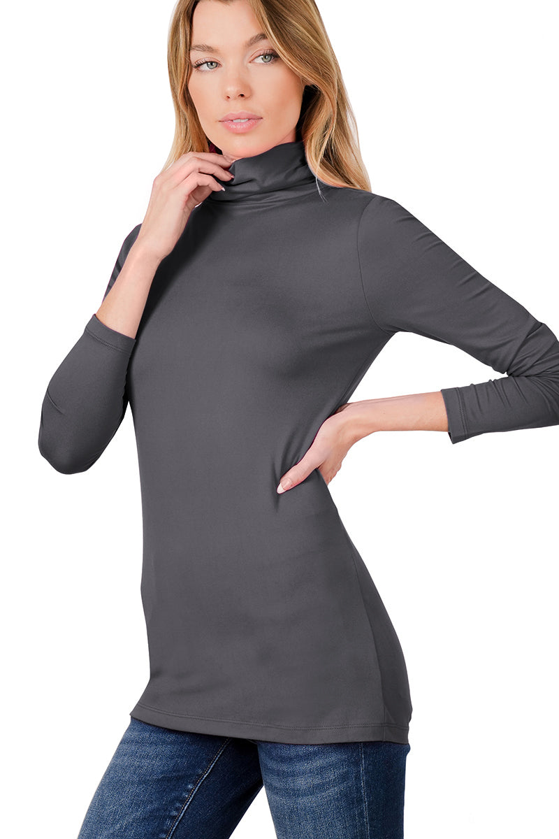 Zenana Long Sleeve Turtle Neck Top - Shirts sb_tops