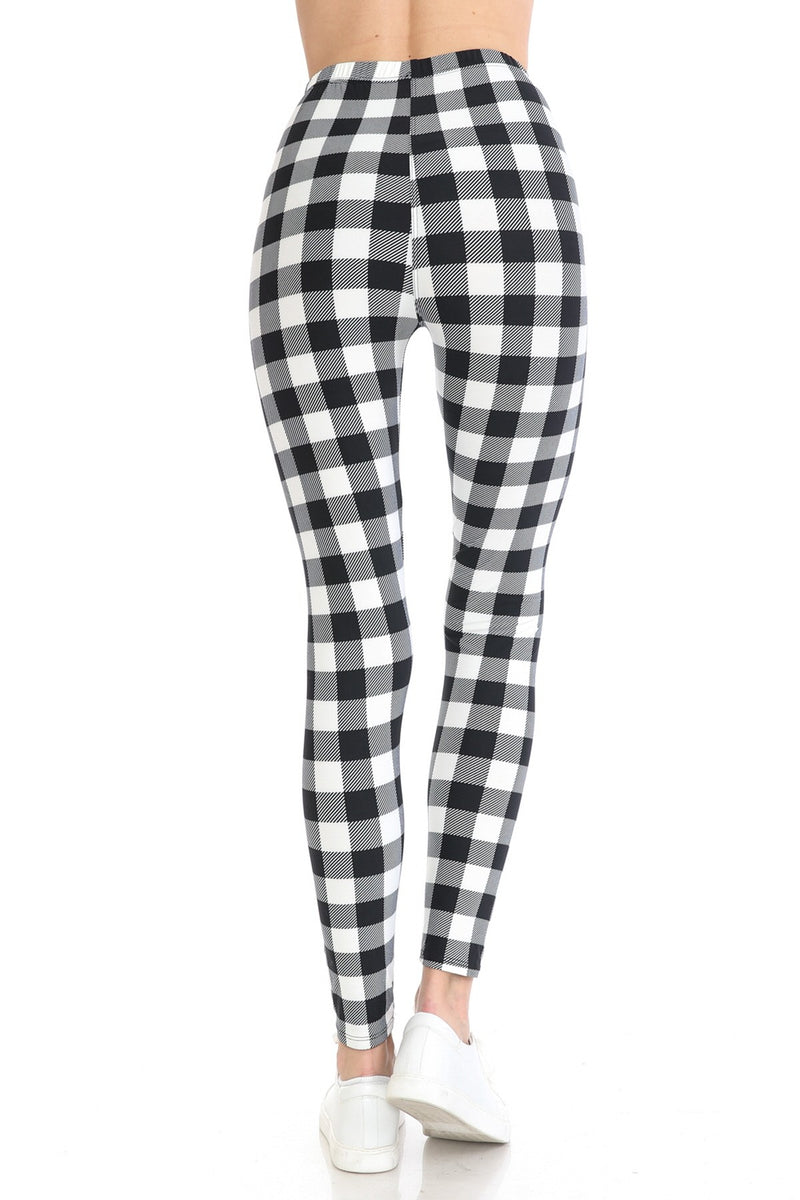 White Black Plaid Leggings