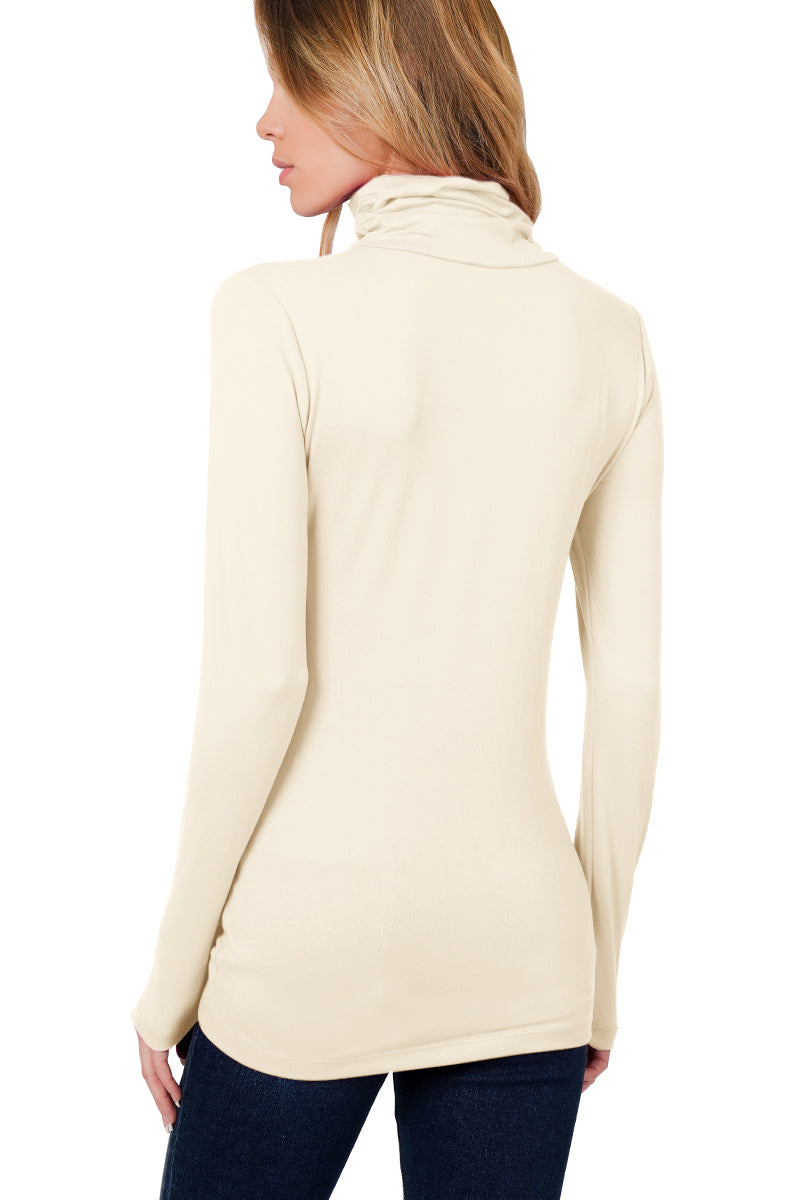 Zenana Long Sleeve Turtle Neck Top - Shirts sb_tops