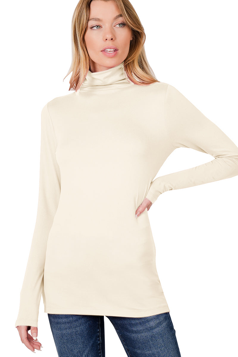 Zenana Long Sleeve Turtle Neck Top - Shirts sb_tops