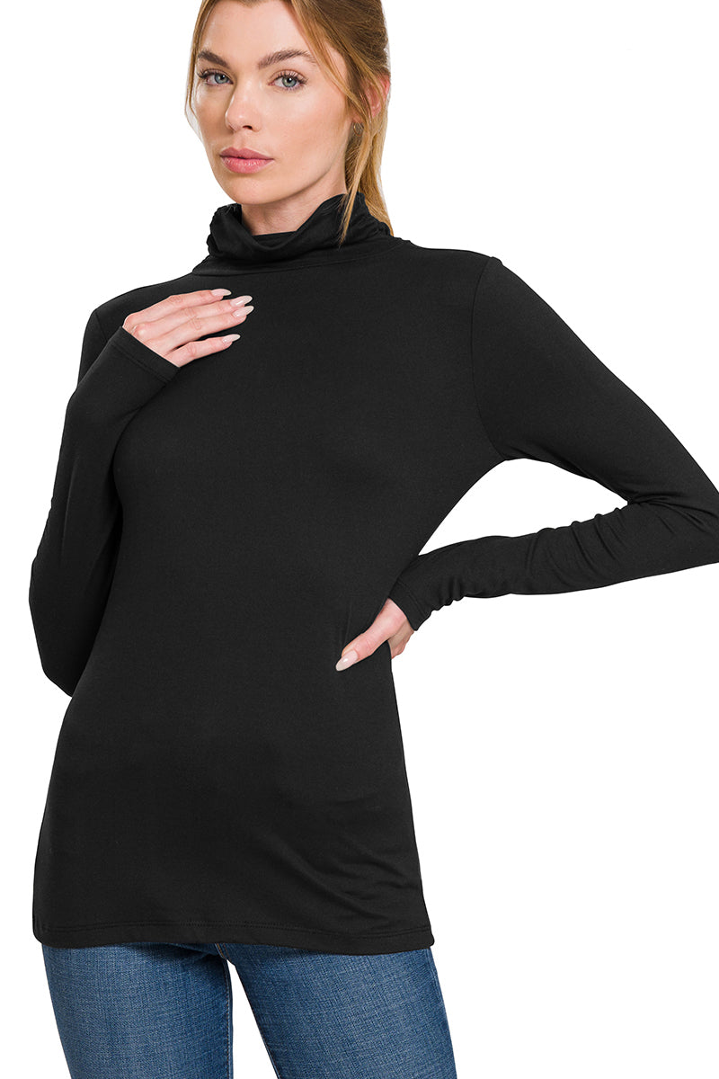 Zenana Long Sleeve Turtle Neck Top - Shirts sb_tops