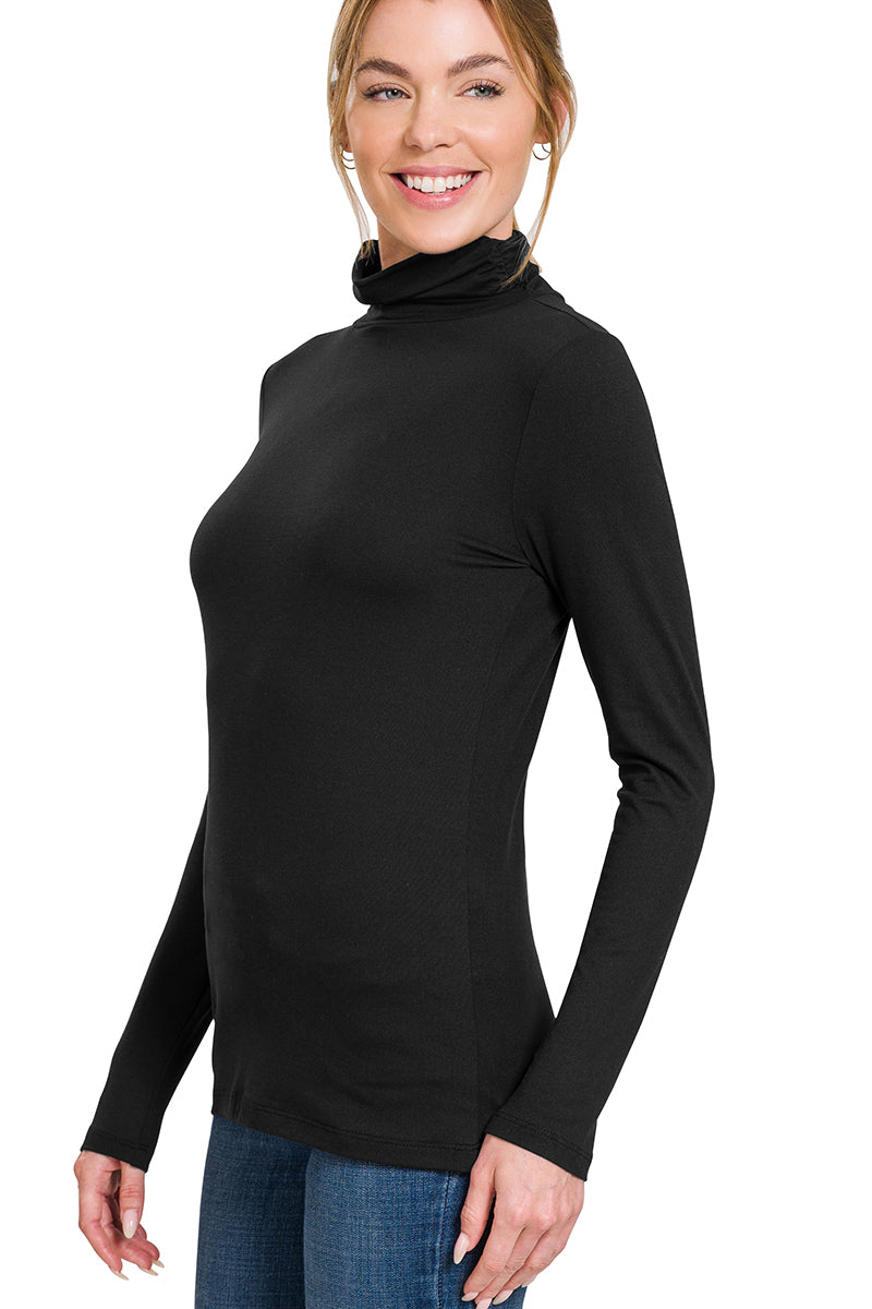 Zenana Long Sleeve Turtle Neck Top - Shirts sb_tops