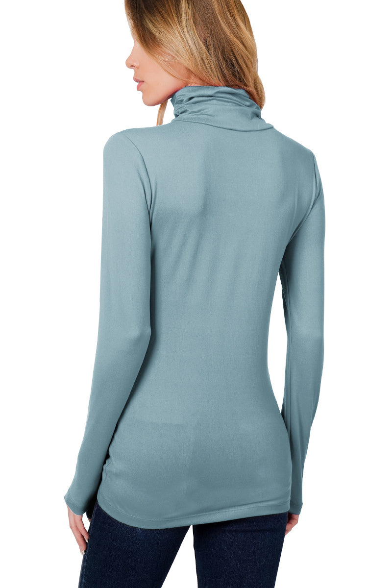 Zenana Long Sleeve Turtle Neck Top - Shirts sb_tops