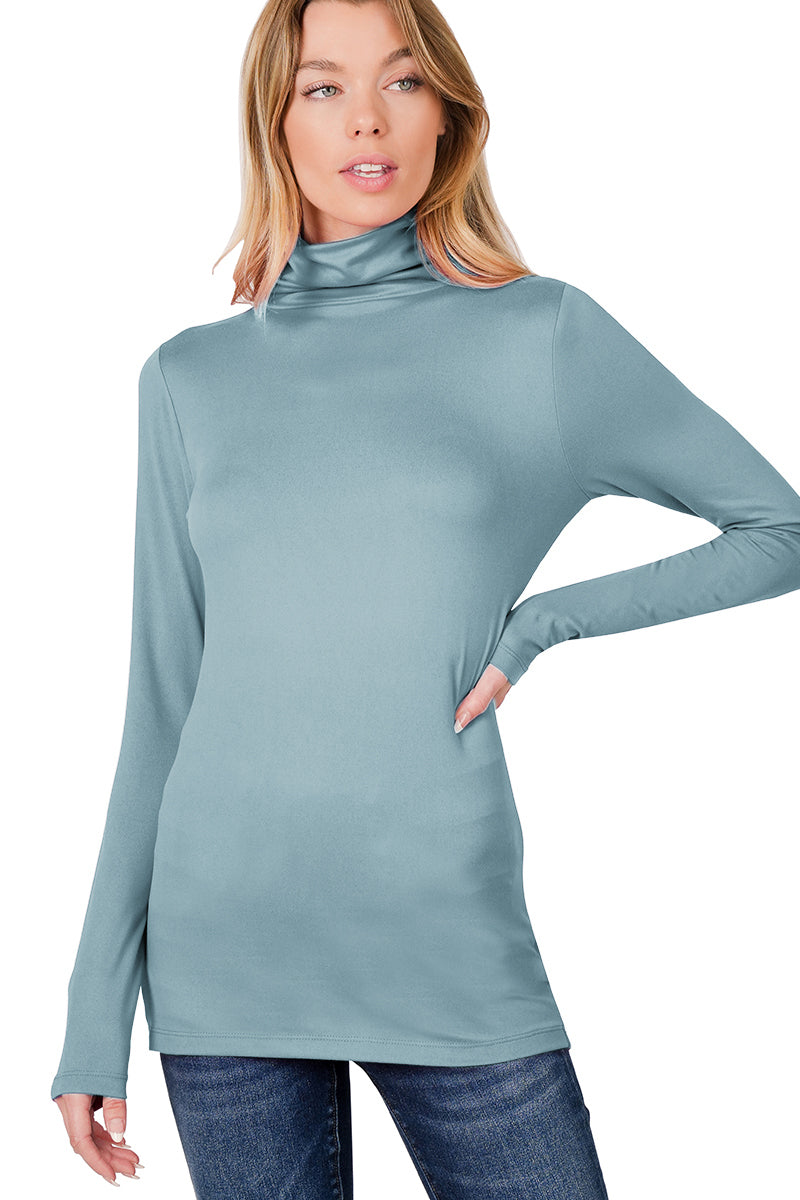 Zenana Long Sleeve Turtle Neck Top - Shirts sb_tops