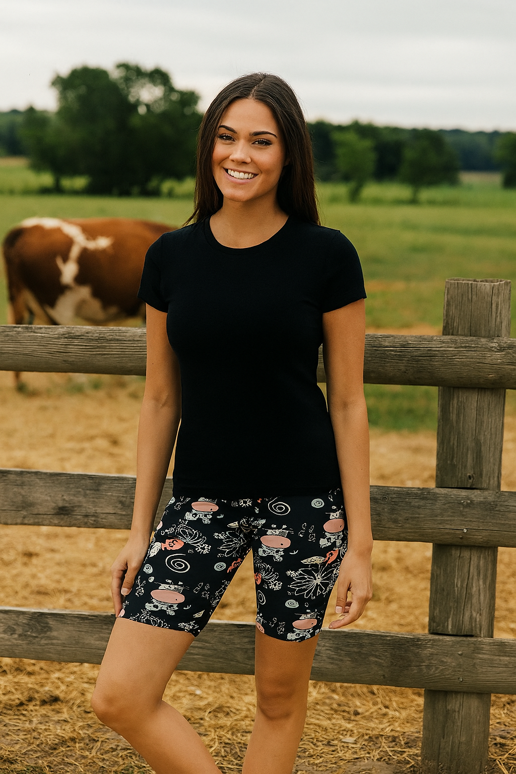 Love It Cow Print Biker Shorts - Legging Shorts p_bikershorts