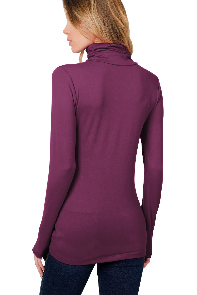 Zenana Long Sleeve Turtle Neck Top - Shirts sb_tops