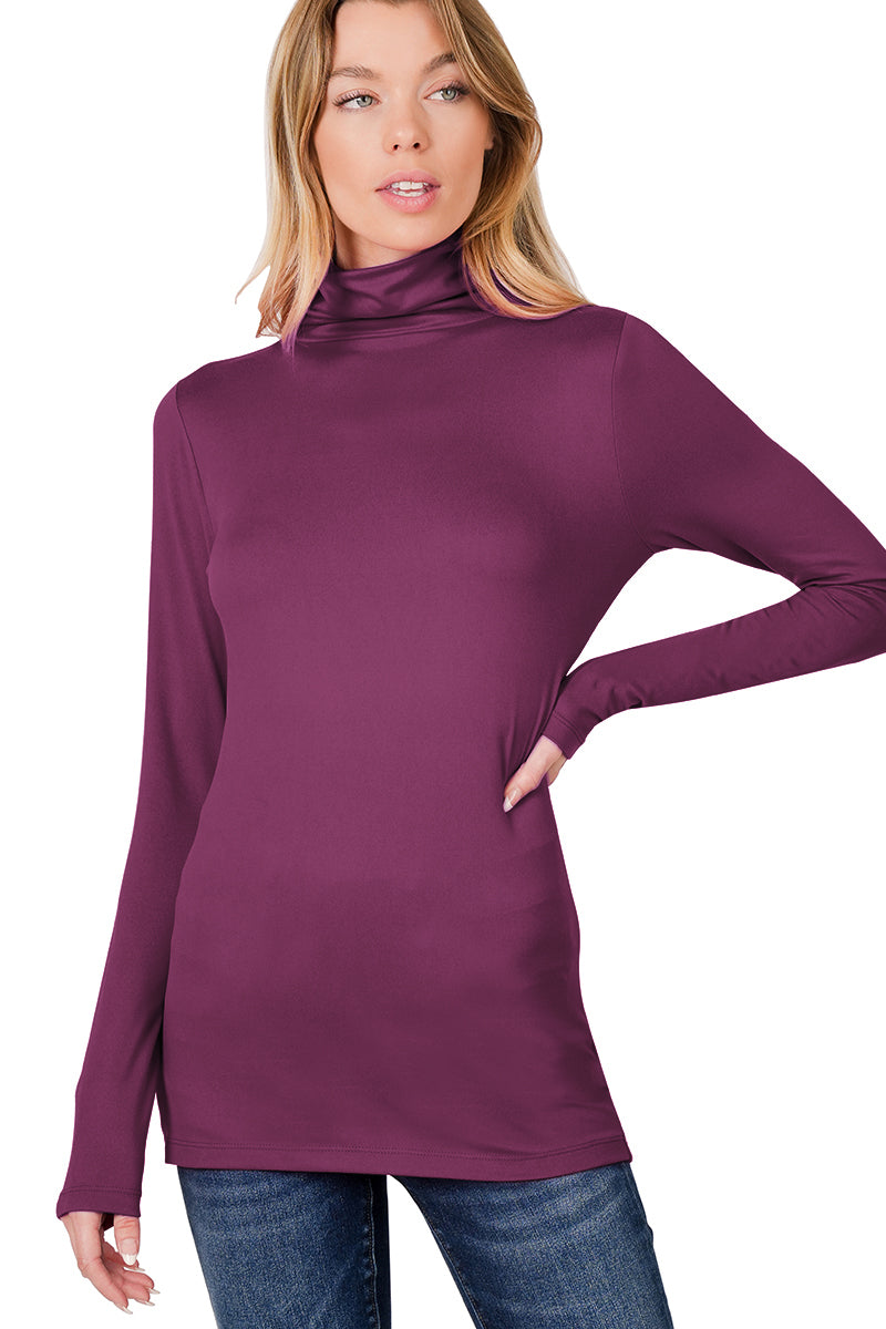 Zenana Long Sleeve Turtle Neck Top - Shirts sb_tops