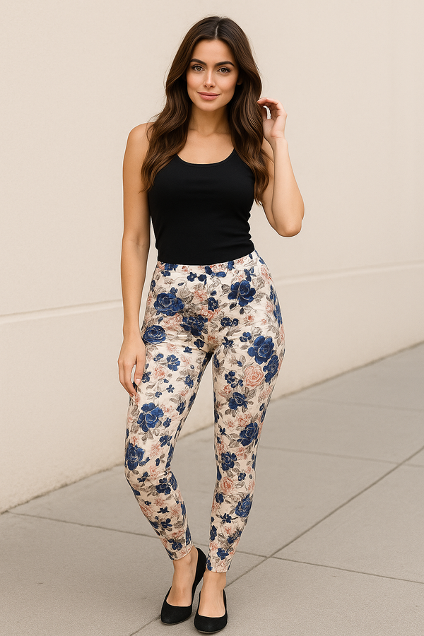 Floral Garden Graphic Print Lined Leggings